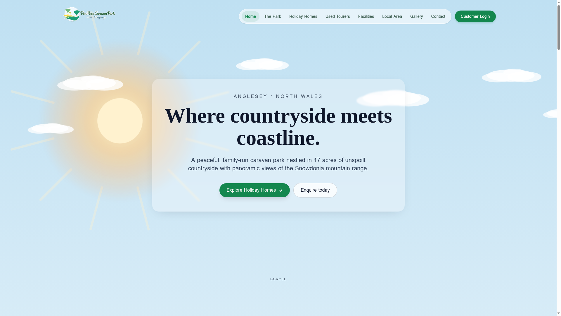 Pen Parc Caravan Park website screenshot